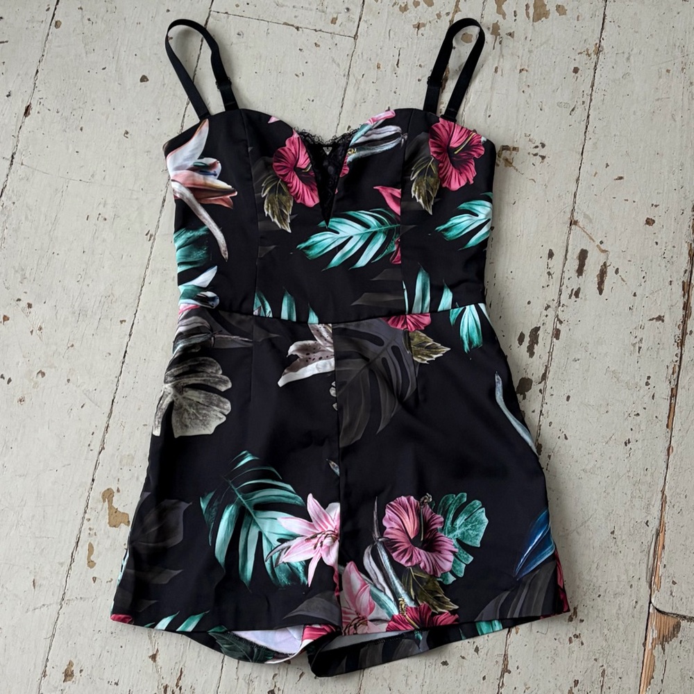 Guess Olinda Tropical Floral Print Romper